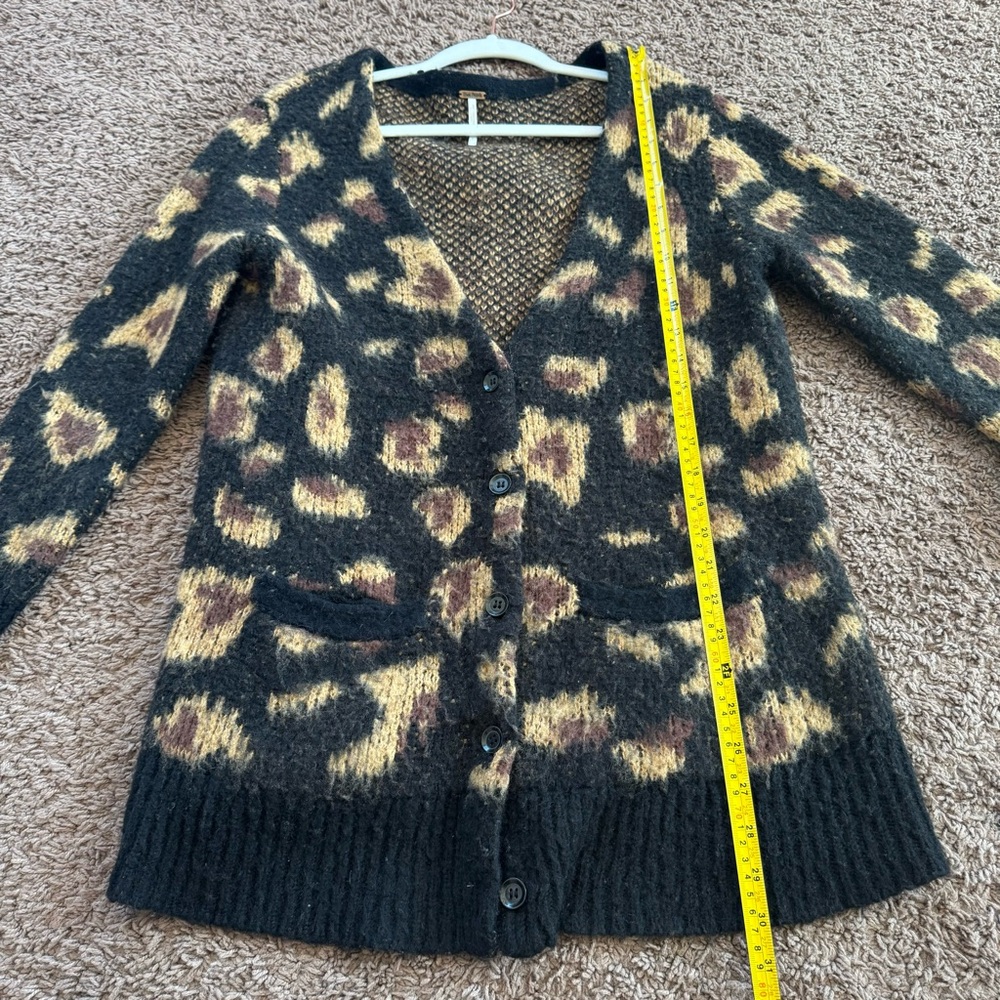 Free People Out Of Africa Wild Cat Wool Cardigan Sweater Oversized S $128 - Picture 9 of 13